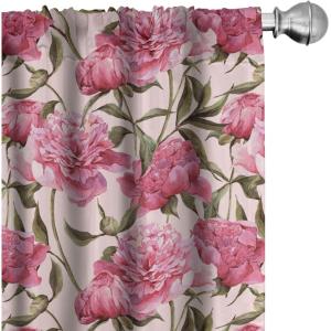Ambesonne Jungle Themed Curtains, Romantic Autumn Vibes Branch and Berry Pattern with Neutral Colors Boho, Window Treatments 2 Panel Set for Living Room Bedroom, Pair of – 28″ x 63″, Blush Dried Rose(Pink Peacock Green)