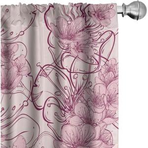 Ambesonne Jungle Themed Curtains, Romantic Autumn Vibes Branch and Berry Pattern with Neutral Colors Boho, Window Treatments 2 Panel Set for Living Room Bedroom, Pair of – 28″ x 63″, Blush Dried Rose(Rose Pale Pink Dried Rose)