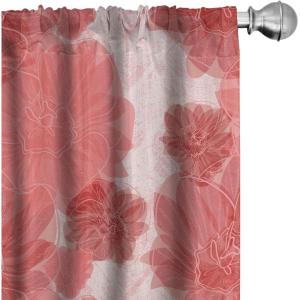Ambesonne Jungle Themed Curtains, Romantic Autumn Vibes Branch and Berry Pattern with Neutral Colors Boho, Window Treatments 2 Panel Set for Living Room Bedroom, Pair of – 28″ x 63″, Blush Dried Rose(Coral Pale Maroon)