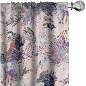 Ambesonne Jungle Themed Curtains, Romantic Autumn Vibes Branch and Berry Pattern with Neutral Colors Boho, Window Treatments 2 Panel Set for Living Room Bedroom, Pair of – 28″ x 63″, Blush Dried Rose(Pale Pink and Multicolor)