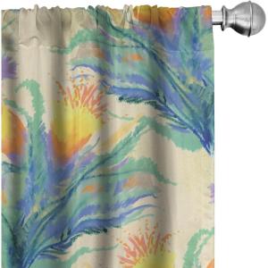 Ambesonne Jungle Themed Curtains, Romantic Autumn Vibes Branch and Berry Pattern with Neutral Colors Boho, Window Treatments 2 Panel Set for Living Room Bedroom, Pair of – 28″ x 63″, Blush Dried Rose(Sea Green Mustard Violet)