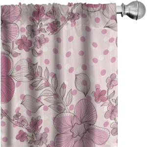 Ambesonne Jungle Themed Curtains, Romantic Autumn Vibes Branch and Berry Pattern with Neutral Colors Boho, Window Treatments 2 Panel Set for Living Room Bedroom, Pair of – 28″ x 63″, Blush Dried Rose(Blush Hot Pink White)