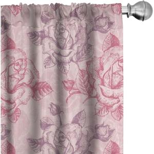 Ambesonne Jungle Themed Curtains, Romantic Autumn Vibes Branch and Berry Pattern with Neutral Colors Boho, Window Treatments 2 Panel Set for Living Room Bedroom, Pair of – 28″ x 63″, Blush Dried Rose(Pale Eggplant Dark Pink)
