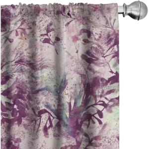 Ambesonne Jungle Themed Curtains, Romantic Autumn Vibes Branch and Berry Pattern with Neutral Colors Boho, Window Treatments 2 Panel Set for Living Room Bedroom, Pair of – 28″ x 63″, Blush Dried Rose(Shamrock Green Eggplant)