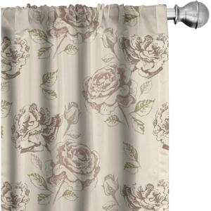Ambesonne Jungle Themed Curtains, Romantic Autumn Vibes Branch and Berry Pattern with Neutral Colors Boho, Window Treatments 2 Panel Set for Living Room Bedroom, Pair of – 28″ x 63″, Blush Dried Rose(Pale Mauve Taupe Peach)