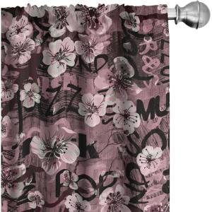 Ambesonne Jungle Themed Curtains, Romantic Autumn Vibes Branch and Berry Pattern with Neutral Colors Boho, Window Treatments 2 Panel Set for Living Room Bedroom, Pair of – 28″ x 63″, Blush Dried Rose(Charcoal Grey Pale Pink)