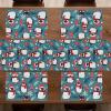 Ambesonne Christmas Table Runner, Placemats, Windy Xmas Night Theme with Penguins Hats and Flying Scarves, Set for Dining Table Decor, Placemat 4 pcs + Runner 16″x72″, Vermilion Grey and Slate Blue