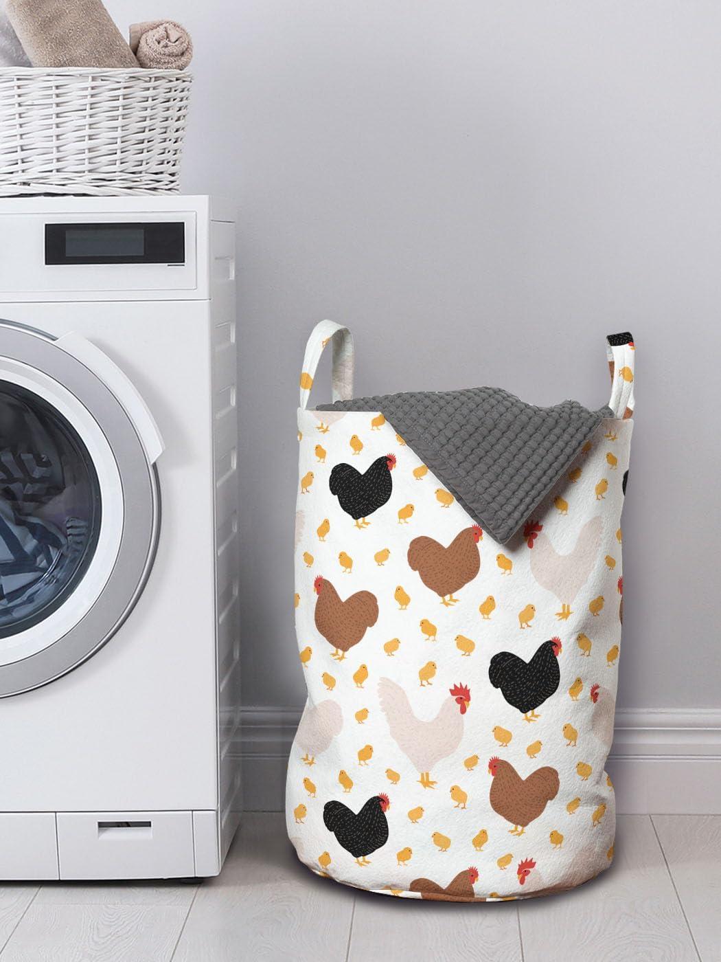 imageAmbesonne Gothic Laundry Bag Chest Bones Ribcage Flowers Butterflies Autumn Hamper Basket with Handles Drawstring Closure for Laundromats 13 x 19 Mustard TanBlack Brown