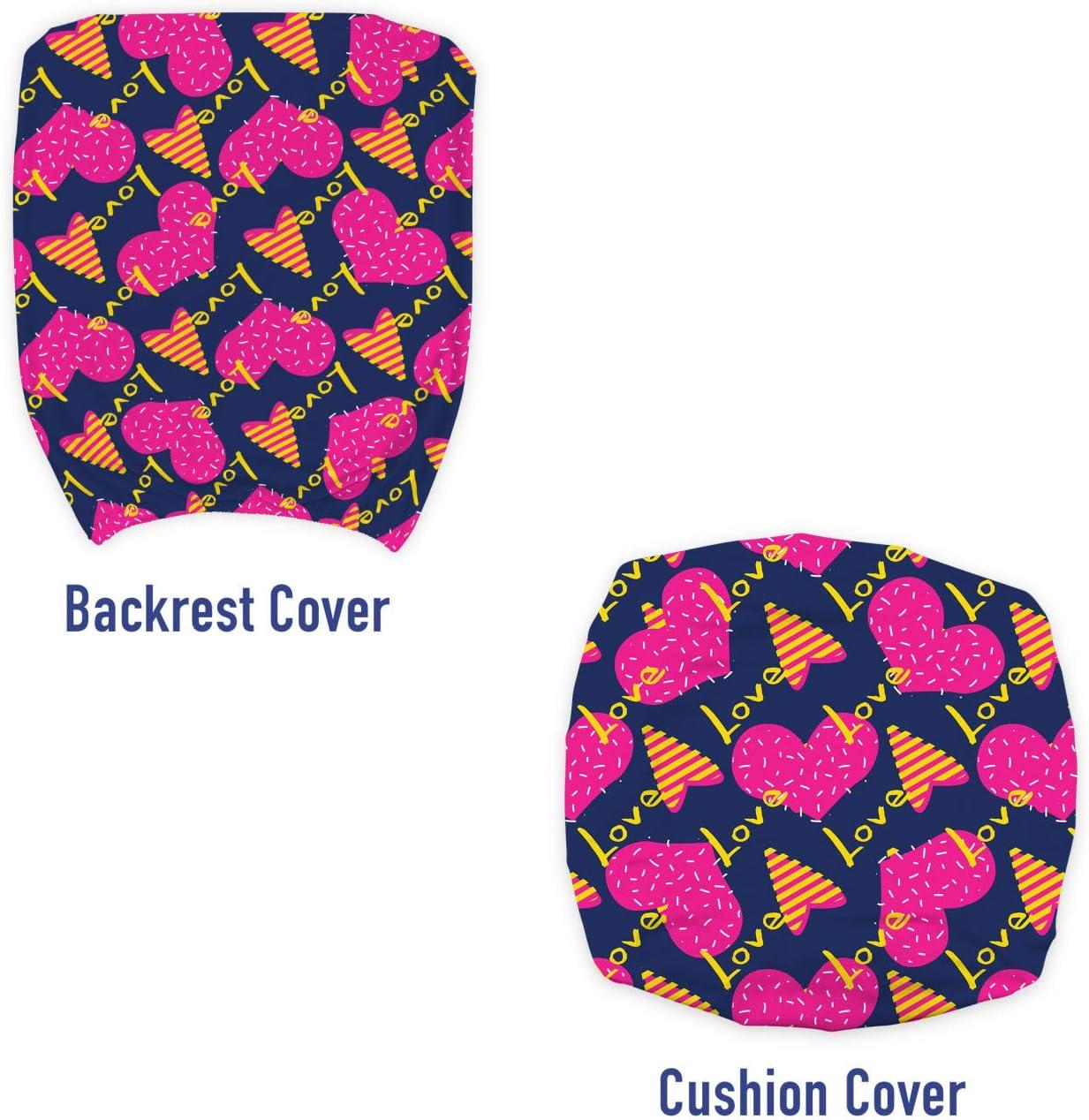 imageAmbesonne Romantic Office Chair Slipcover Love Hearts Stripes Celebration Party Lovers Valentines Design Protective Stretch Decorative Fabric Cover Magenta Night Blue and Yellow