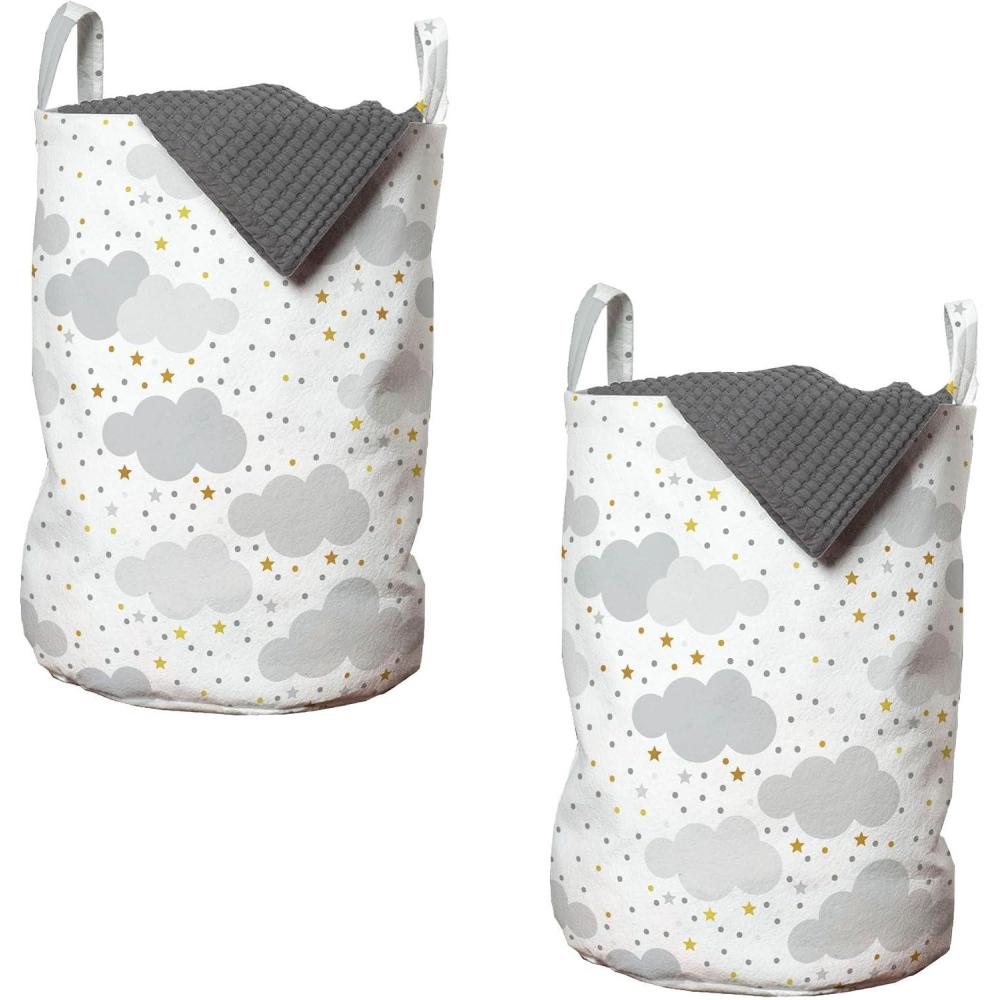 imageAmbesonne Gothic Laundry Bag Chest Bones Ribcage Flowers Butterflies Autumn Hamper Basket with Handles Drawstring Closure for Laundromats 13 x 19 Mustard TanGrey Coffee
