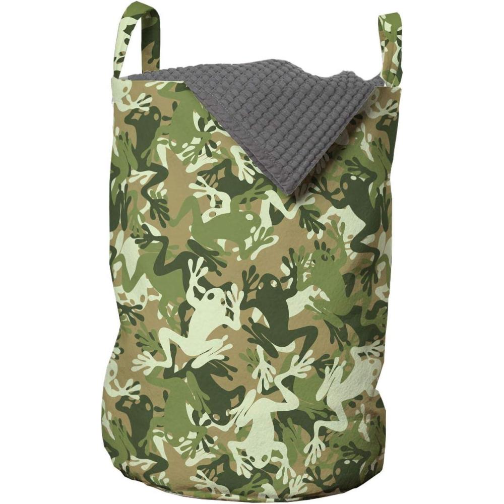 imageAmbesonne Gothic Laundry Bag Chest Bones Ribcage Flowers Butterflies Autumn Hamper Basket with Handles Drawstring Closure for Laundromats 13 x 19 Mustard TanSage Pine Green