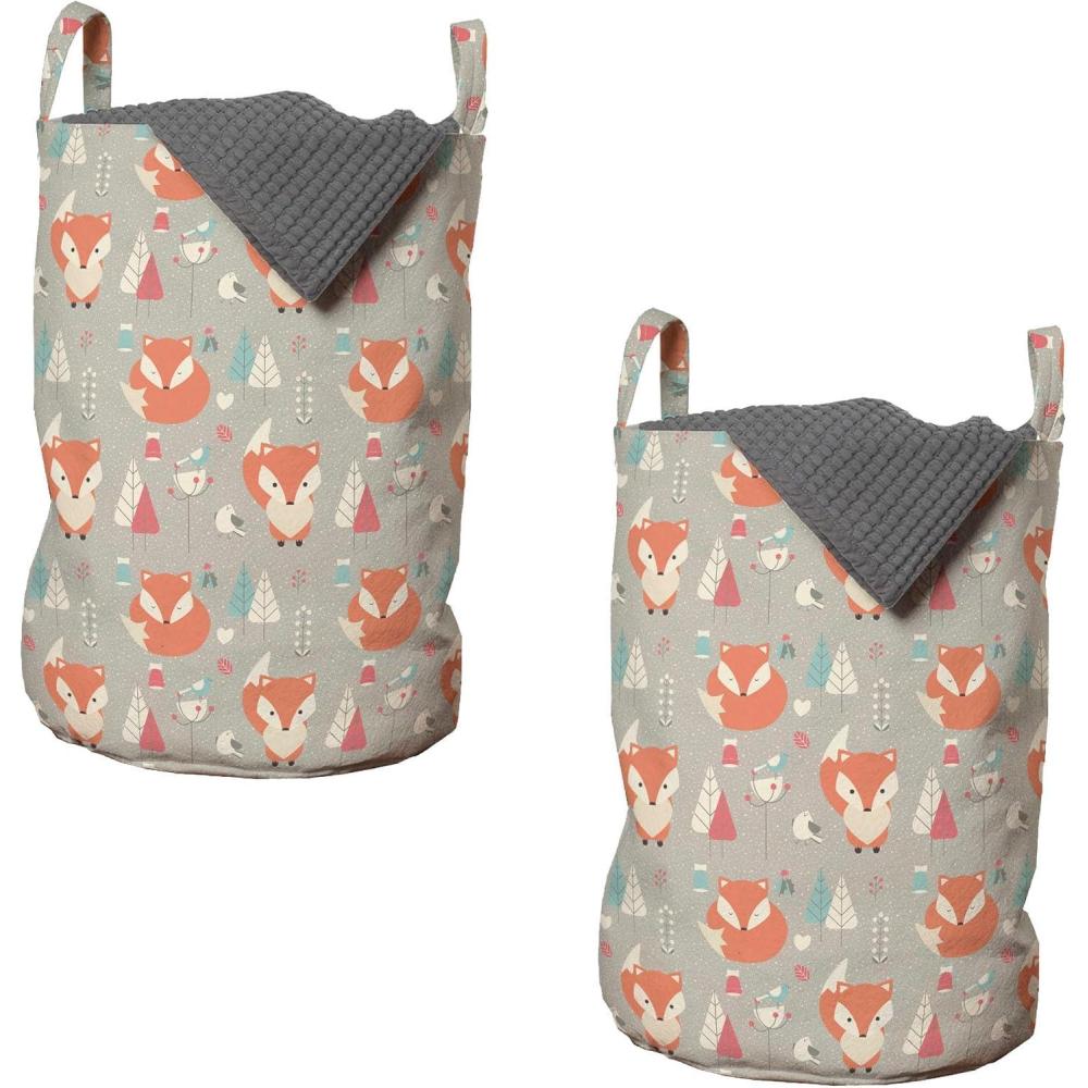 imageAmbesonne Gothic Laundry Bag Chest Bones Ribcage Flowers Butterflies Autumn Hamper Basket with Handles Drawstring Closure for Laundromats 13 x 19 Mustard TanOrange Grey