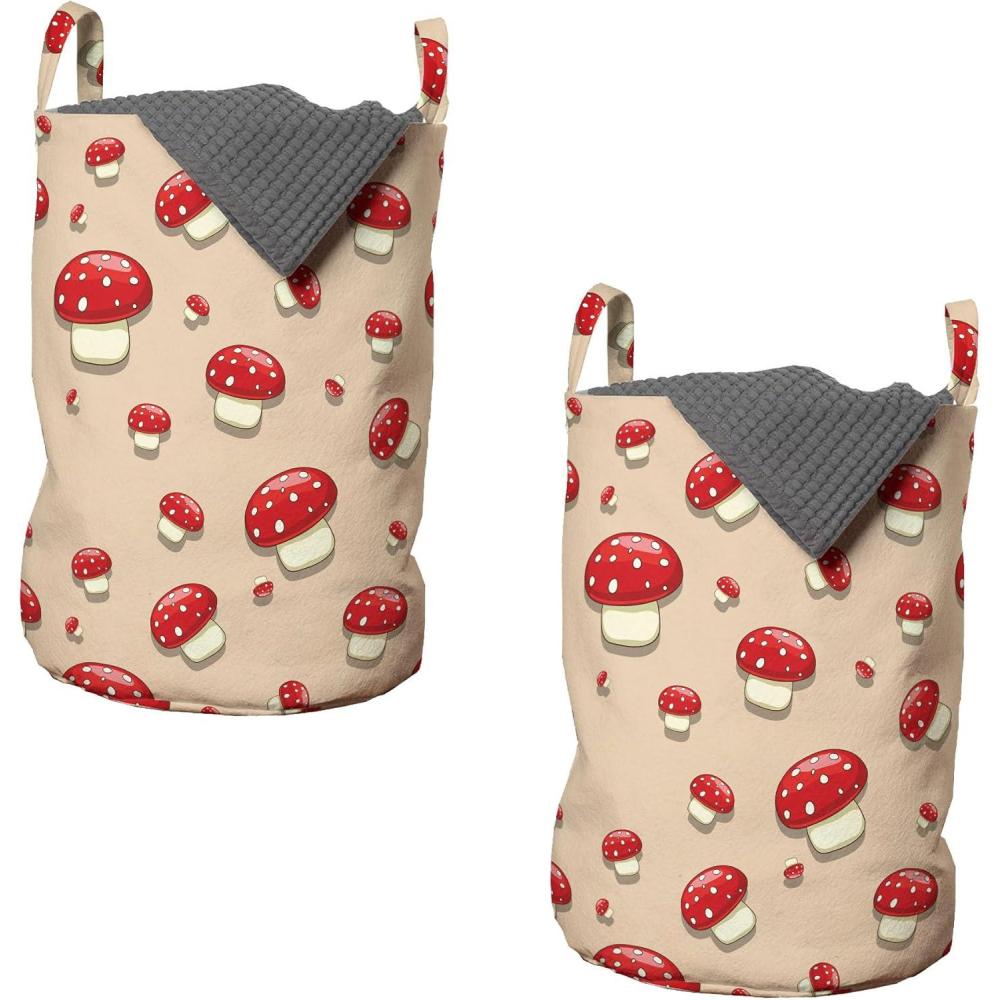 imageAmbesonne Gothic Laundry Bag Chest Bones Ribcage Flowers Butterflies Autumn Hamper Basket with Handles Drawstring Closure for Laundromats 13 x 19 Mustard TanIvory Red