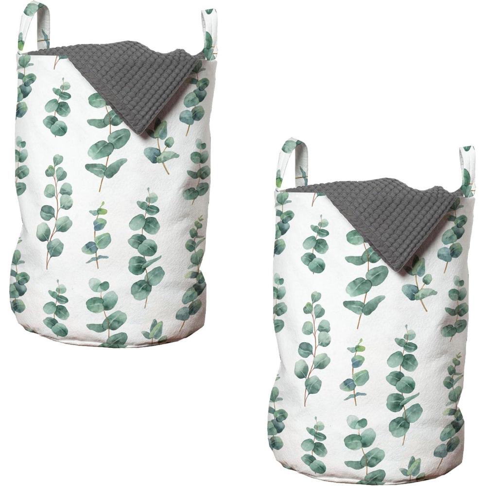 imageAmbesonne Gothic Laundry Bag Chest Bones Ribcage Flowers Butterflies Autumn Hamper Basket with Handles Drawstring Closure for Laundromats 13 x 19 Mustard TanLaurel Green