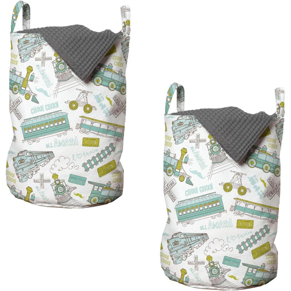 imageAmbesonne Gothic Laundry Bag Chest Bones Ribcage Flowers Butterflies Autumn Hamper Basket with Handles Drawstring Closure for Laundromats 13 x 19 Mustard TanApple Green Turquoise