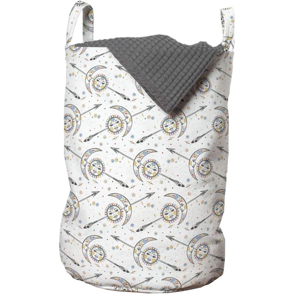 imageAmbesonne Gothic Laundry Bag Chest Bones Ribcage Flowers Butterflies Autumn Hamper Basket with Handles Drawstring Closure for Laundromats 13 x 19 Mustard TanYellow Blue