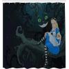 Ambesonne Alice in Wonderland Shower Curtain, Alice Sitting on Branch and Chescire Cat in Darkness Cartoon Style, Cloth Fabric Bathroom Decor Set with Hooks, 69″ W x 70″ L, Dark Blue Charcoal Grey