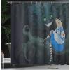 Ambesonne Alice in Wonderland Shower Curtain, Alice Sitting on Branch and Chescire Cat in Darkness Cartoon Style, Cloth Fabric Bathroom Decor Set with Hooks, 69″ W x 70″ L, Dark Blue Charcoal Grey