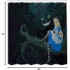 Ambesonne Alice in Wonderland Shower Curtain, Alice Sitting on Branch and Chescire Cat in Darkness Cartoon Style, Cloth Fabric Bathroom Decor Set with Hooks, 69″ W x 70″ L, Dark Blue Charcoal Grey