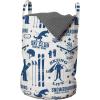 Ambesonne Gothic Laundry Bag, Chest Bones Ribcage Flowers Butterflies Autumn, Hamper Basket with Handles Drawstring Closure for Laundromats, 13″ x 19″, Mustard Tan(Navy White)