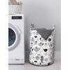 Ambesonne Gothic Laundry Bag, Chest Bones Ribcage Flowers Butterflies Autumn, Hamper Basket with Handles Drawstring Closure for Laundromats, 13″ x 19″, Mustard Tan(White Black)