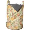 Ambesonne Gothic Laundry Bag, Chest Bones Ribcage Flowers Butterflies Autumn, Hamper Basket with Handles Drawstring Closure for Laundromats, 13″ x 19″, Mustard Tan(Green Multicolor)