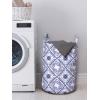 Ambesonne Gothic Laundry Bag, Chest Bones Ribcage Flowers Butterflies Autumn, Hamper Basket with Handles Drawstring Closure for Laundromats, 13″ x 19″, Mustard Tan(Blue White)