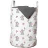 Ambesonne Gothic Laundry Bag, Chest Bones Ribcage Flowers Butterflies Autumn, Hamper Basket with Handles Drawstring Closure for Laundromats, 13″ x 19″, Mustard Tan(Grey Pink)