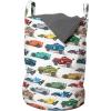 Ambesonne Gothic Laundry Bag, Chest Bones Ribcage Flowers Butterflies Autumn, Hamper Basket with Handles Drawstring Closure for Laundromats, 13″ x 19″, Mustard Tan(Green Red)