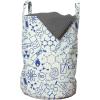 Ambesonne Gothic Laundry Bag, Chest Bones Ribcage Flowers Butterflies Autumn, Hamper Basket with Handles Drawstring Closure for Laundromats, 13″ x 19″, Mustard Tan(Blue and Ivory)