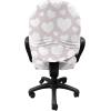 Ambesonne Neutral Office Chair Slipcover, Valentines Day Theme Hand Drawn Hearts Diagonal Stripes Romantic Love Pattern, Protective Stretch Decorative Fabric Cover, Standard Size, Pearl and White