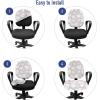 Ambesonne Neutral Office Chair Slipcover, Valentines Day Theme Hand Drawn Hearts Diagonal Stripes Romantic Love Pattern, Protective Stretch Decorative Fabric Cover, Standard Size, Pearl and White