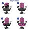 Ambesonne Romantic Office Chair Slipcover, Love Hearts Stripes Celebration Party Lovers Valentines Design, Protective Stretch Decorative Fabric Cover, Magenta Night Blue and Yellow