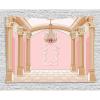 Ambesonne Cartoon Decor Tapestry, Fairytale Castle Interior of a Ballroom Chandelier Ceiling Columns Kingdom Pinkish Print, Wall Hanging for Bedroom Living Room Dorm, 80″ X 60″, Rose Peach