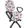 Ambesonne Love Office Chair Slipcover, Romantic Sketch Style Hearts Lovers Valentines Birthday Childish Pattern, Protective Stretch Decorative Fabric Cover, Grey White Hot Pink