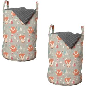 Ambesonne Gothic Laundry Bag, Chest Bones Ribcage Flowers Butterflies Autumn, Hamper Basket with Handles Drawstring Closure for Laundromats, 13″ x 19″, Mustard Tan(Orange Grey)