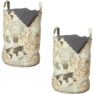 Ambesonne Gothic Laundry Bag, Chest Bones Ribcage Flowers Butterflies Autumn, Hamper Basket with Handles Drawstring Closure for Laundromats, 13″ x 19″, Mustard Tan(Beige Green)