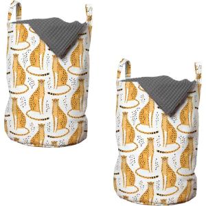 Ambesonne Gothic Laundry Bag, Chest Bones Ribcage Flowers Butterflies Autumn, Hamper Basket with Handles Drawstring Closure for Laundromats, 13″ x 19″, Mustard Tan(White Orange)