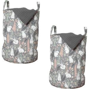 Ambesonne Gothic Laundry Bag, Chest Bones Ribcage Flowers Butterflies Autumn, Hamper Basket with Handles Drawstring Closure for Laundromats, 13″ x 19″, Mustard Tan(Multicolor)