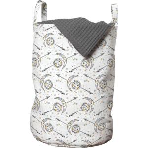 Ambesonne Gothic Laundry Bag, Chest Bones Ribcage Flowers Butterflies Autumn, Hamper Basket with Handles Drawstring Closure for Laundromats, 13″ x 19″, Mustard Tan(Yellow Blue)