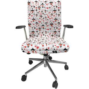 Ambesonne Love Office Chair Cover, Romance for Valentine’s Day Hearts in Lamp Classic Antique Themed Pattern, Stretchable Decorative Universal Size High Back Printed Slipcover, Vermilion and Scarlet(Vermilion and Scarlet)