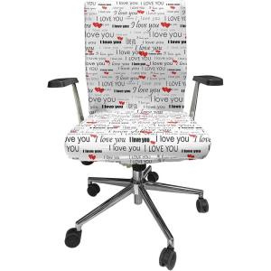 Ambesonne Romantic Office Chair Cover, I Love You Words Hearts Romance Couple Valentine Plain Backdrop, Stretchable Decorative Universal Size High Back Printed Slipcover, Vermilion Black White(Vermilion Black White)