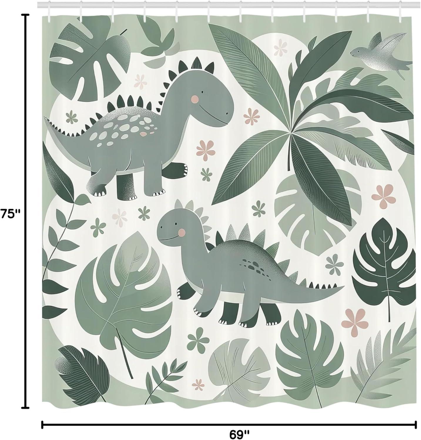 imageAmbesonne Floral Shower Curtain Romantic Tender Garden of Daisy Like Flowers and Leaves 70s Groovy Nature Cloth Fabric Bathroom Decor Set with Hooks 69 W x 70 L Reseda Green and PinkSage Green White