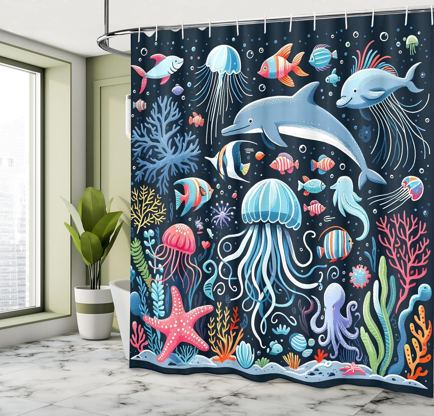 imageAmbesonne Floral Shower Curtain Romantic Tender Garden of Daisy Like Flowers and Leaves 70s Groovy Nature Cloth Fabric Bathroom Decor Set with Hooks 69 W x 70 L Reseda Green and PinkDark Petrol Blue