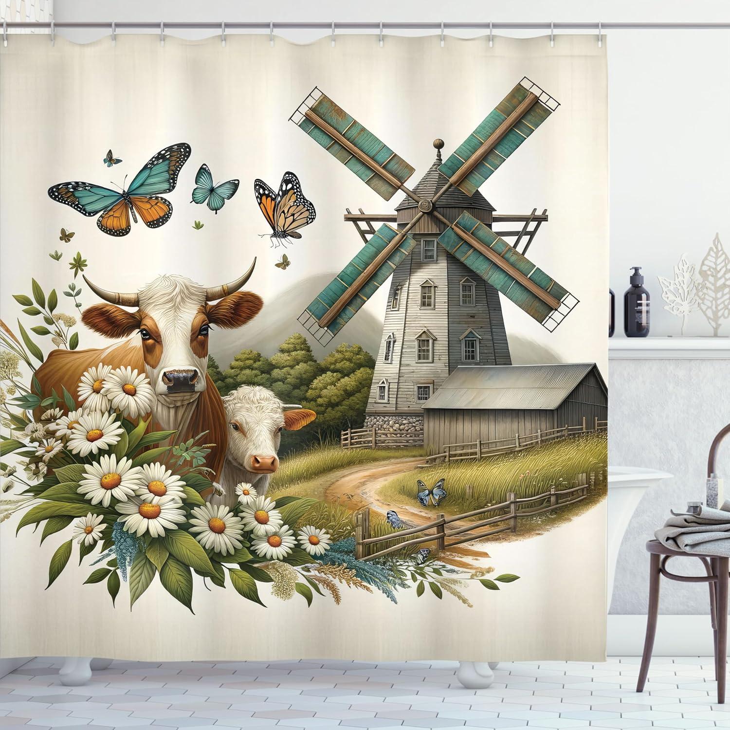 imageAmbesonne Floral Shower Curtain Romantic Tender Garden of Daisy Like Flowers and Leaves 70s Groovy Nature Cloth Fabric Bathroom Decor Set with Hooks 69 W x 70 L Reseda Green and PinkGreen Turquoise Cinnamon