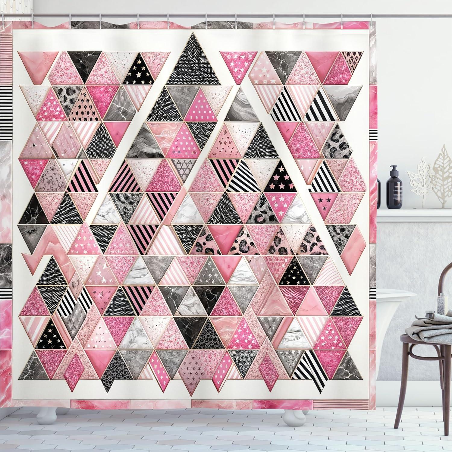 imageAmbesonne Leopard Print Shower Curtain Blooming Romantic Medieval Garden Roses Weathered Earthy Details Cloth Fabric Bathroom Decor Set with Hooks 69 W x 70 L Pale Pink Laurel GreenBlush White Dark Grey