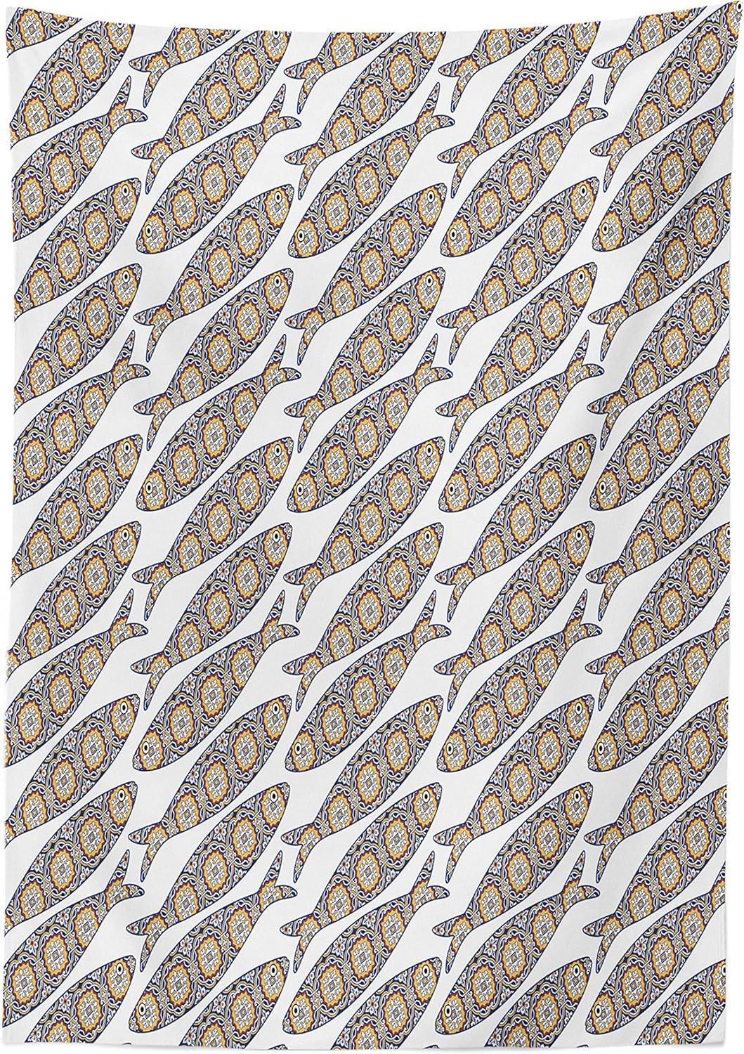 imageAmbesonne Love Tablecloth Hearts Pattern in Modern Style Valentines Day Ornate Happiness Warm Feelings Rectangular Table Cover for Dining Room Kitchen Decor 60 X 84 White RubyIndigo Yellow