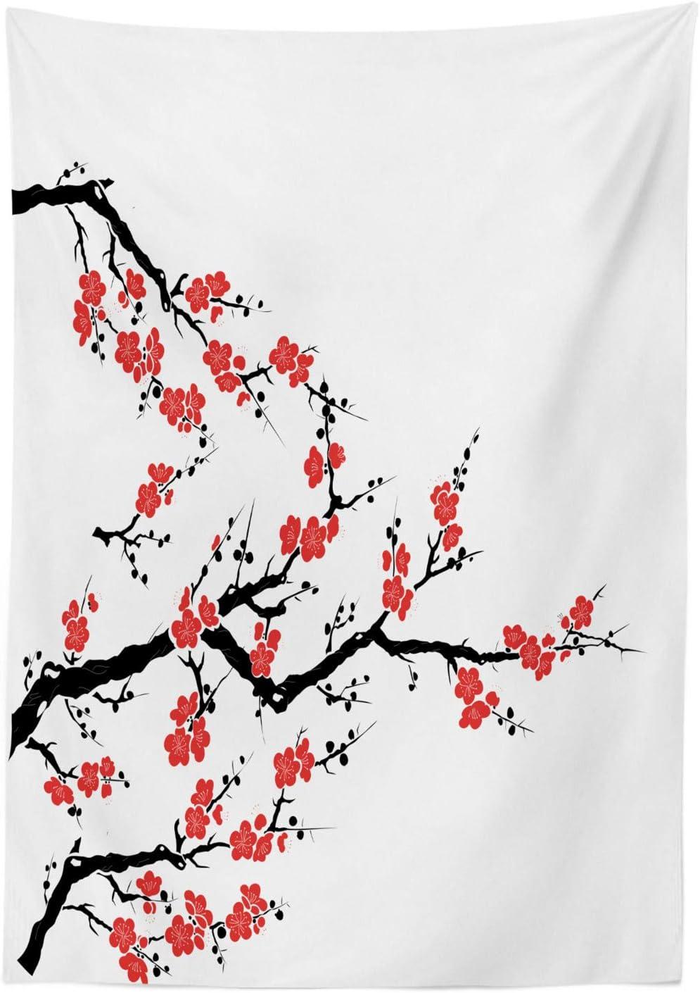 imageAmbesonne Love Tablecloth Hearts Pattern in Modern Style Valentines Day Ornate Happiness Warm Feelings Rectangular Table Cover for Dining Room Kitchen Decor 60 X 84 White RubyCinnamon Red