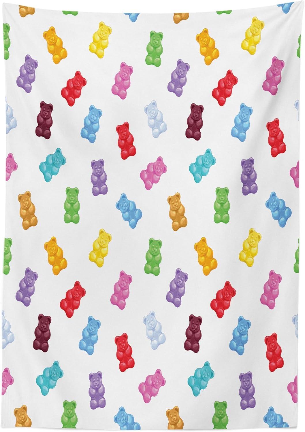 imageAmbesonne Love Tablecloth Hearts Pattern in Modern Style Valentines Day Ornate Happiness Warm Feelings Rectangular Table Cover for Dining Room Kitchen Decor 60 X 84 White RubyPastel Yellow