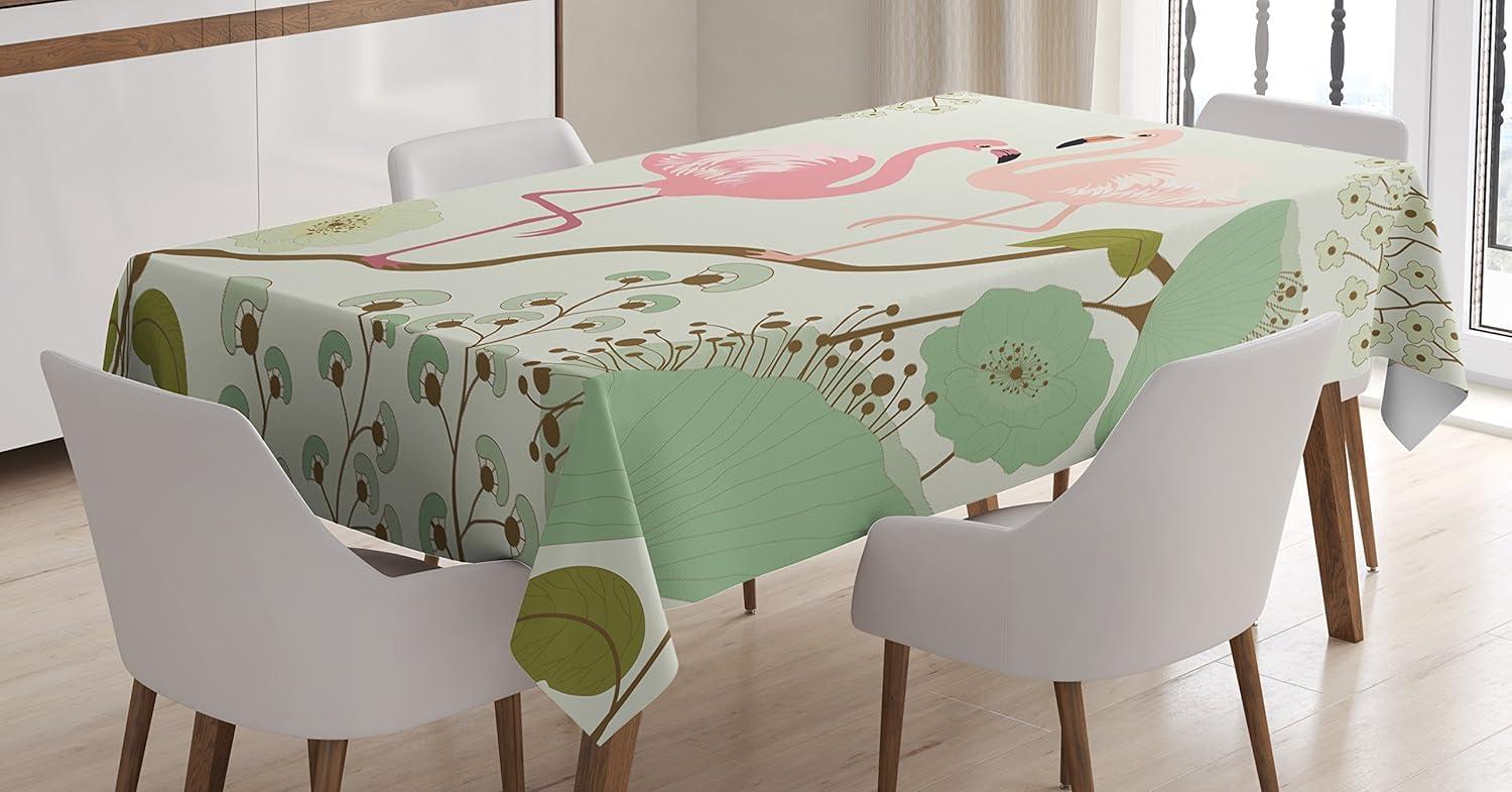 imageAmbesonne Love Tablecloth Hearts Pattern in Modern Style Valentines Day Ornate Happiness Warm Feelings Rectangular Table Cover for Dining Room Kitchen Decor 60 X 84 White RubyGreen Salmon